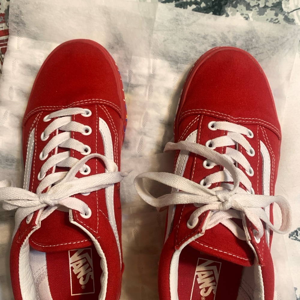 Vans Red Sneakers with Artistic Sole - Picture 2 of 3